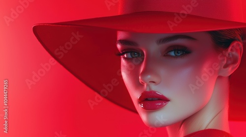 Stunning Female Portrait with Bold Red Aesthetic