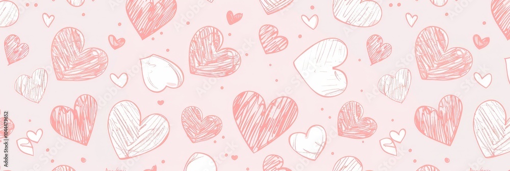 Pink and White Hand Drawn Hearts Pattern Pink and White Hand Drawn Hearts Pattern