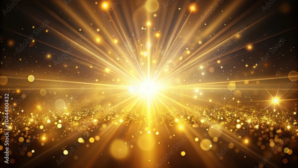 Fototapeta premium Golden light beams and particles abstract background, golden, light, beams, particles, abstract, background, shining