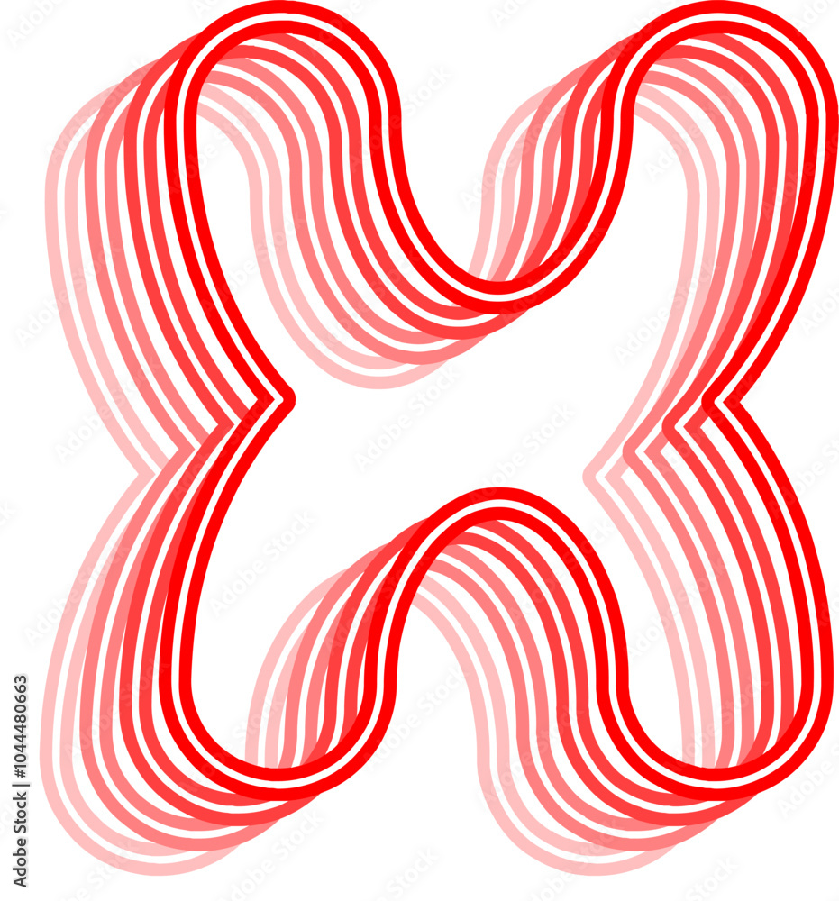 Fototapeta premium 3D Neon Line Letter Alphabet Vector Element X