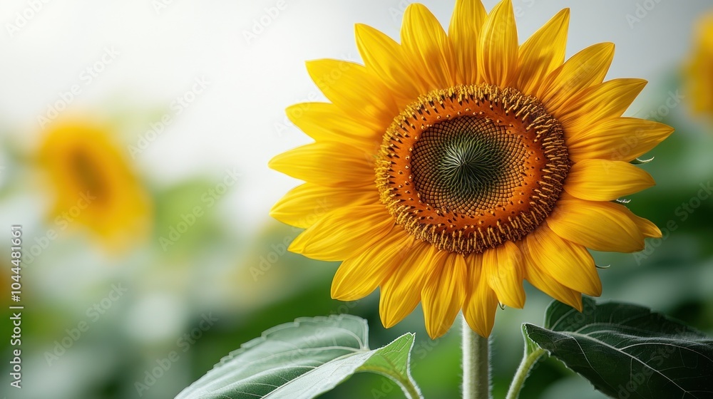 Fototapeta premium A vibrant sunflower in a lush green field, showcasing nature's beauty.