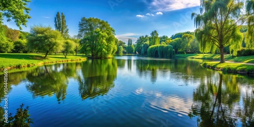 Tranquil lake in the park surrounded by lush greenery , nature, peaceful, scenic, park, relaxing, serenity, outdoors