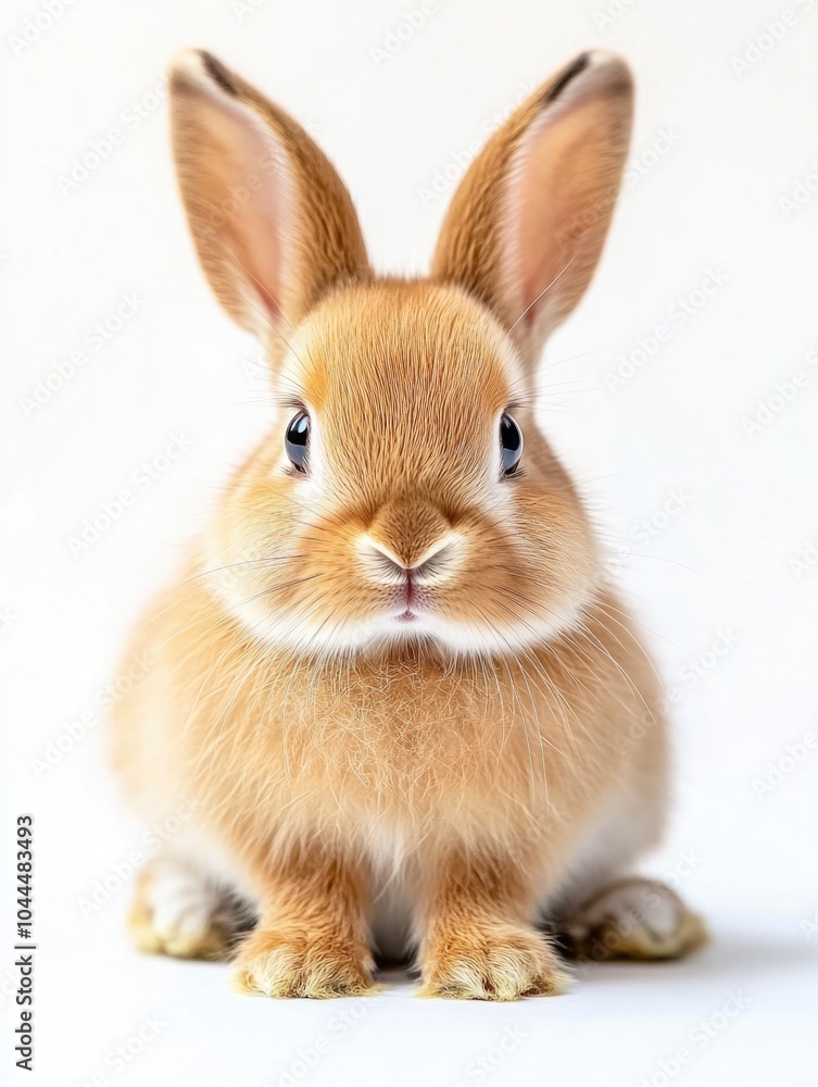 Obraz premium Brown Rabbit on White Floor