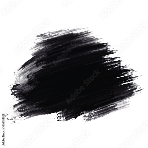 Abstract dark black watercolor brush stroke on white background