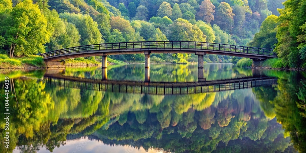 Fototapeta premium Scenic bridge with trees reflection in water