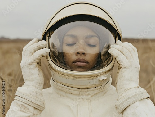 Astronaut in Preparation Dawn Spacewalk Readiness at Launch Site photo