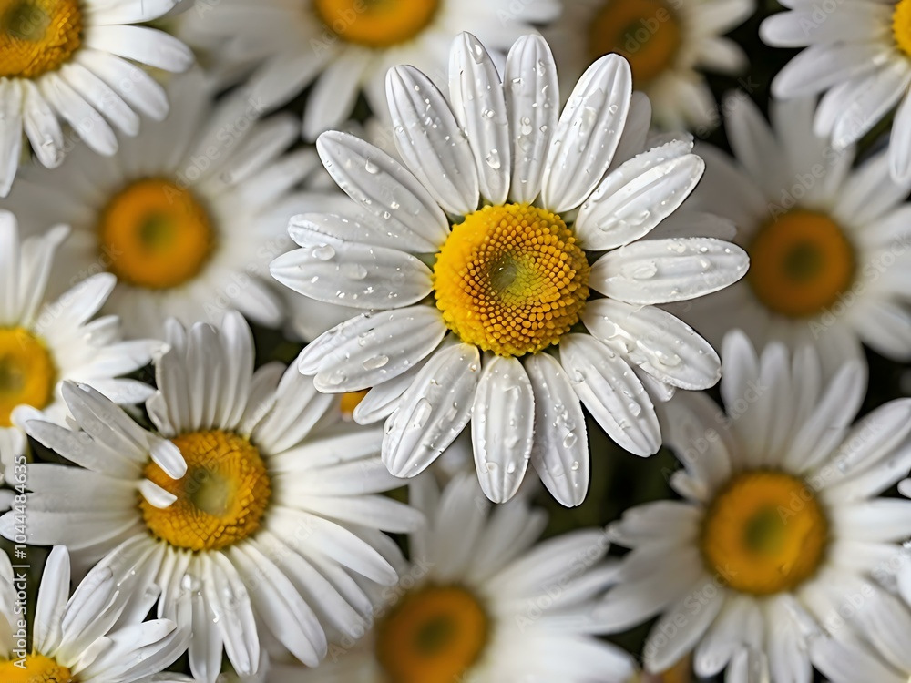 Obraz premium The beauty of yellow and white daisy flowers photographed from close range using a camera in a flower garden