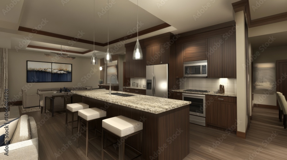 Cozy Modern Kitchen with Bright Colors and Soft Lighting Cozy Modern Kitchen with Bright Colors and Soft Lighting