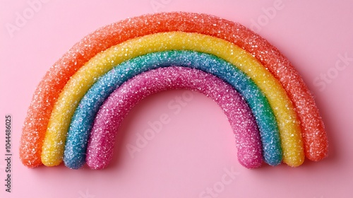 Candy rainbow isolated on pink pastel background