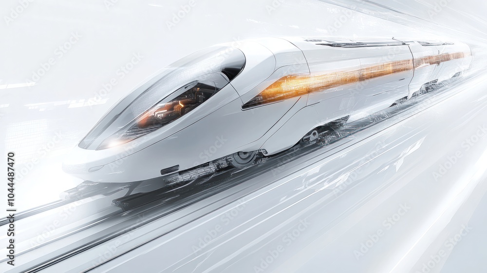 Fototapeta premium conceptual image of a quantum train navigating through a white abstract landscape