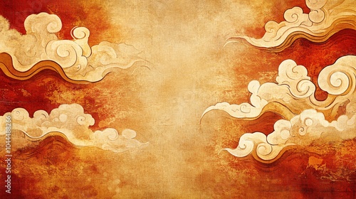 Ancient chinese clouds art wall background