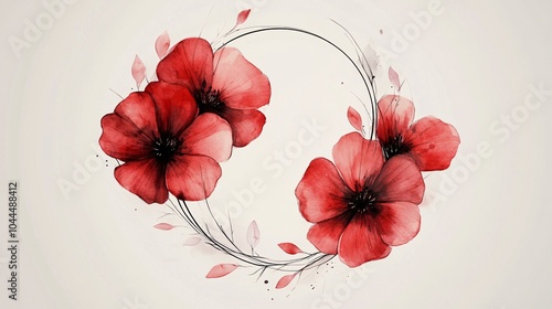 Draw floral background with poppies