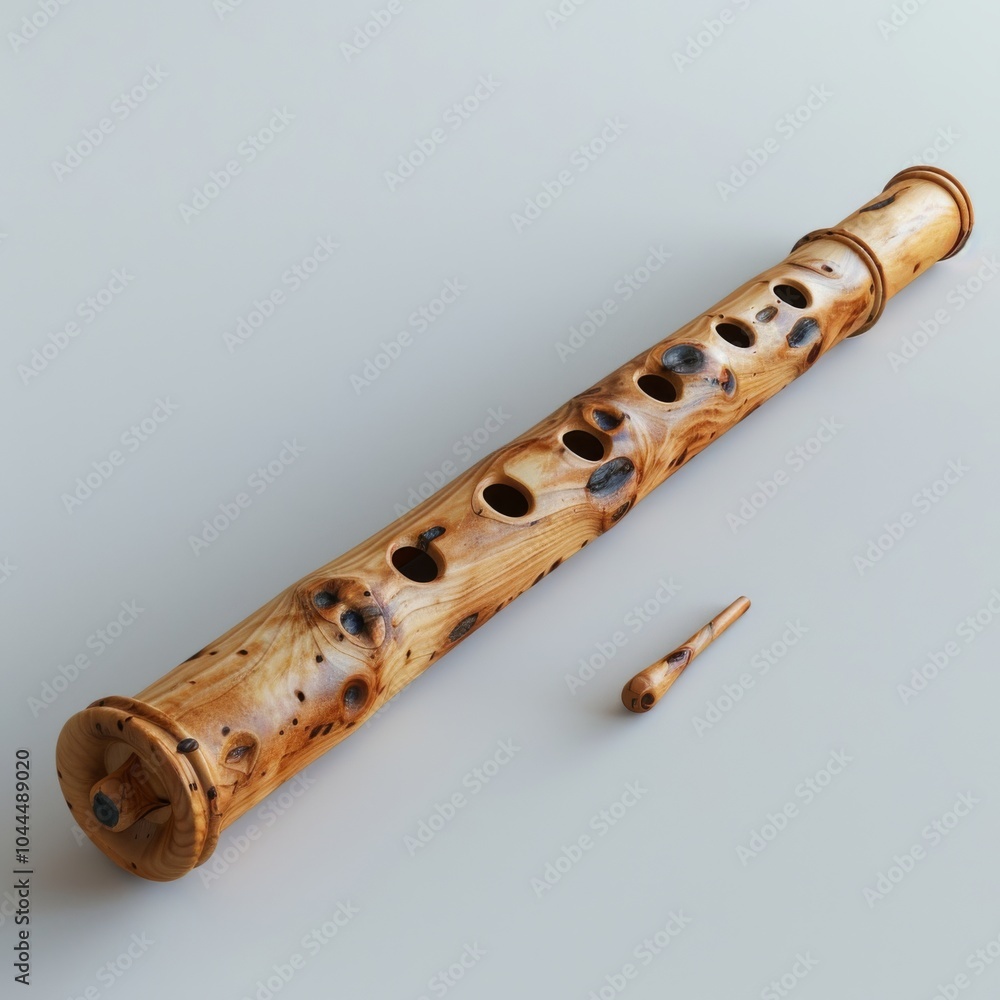 Realistic 3D Flute Render with Detailed Textures Realistic 3D Flute Render with Detailed Textures