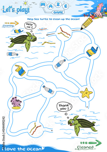 Lets clean the sea maze game fun logic game for kids