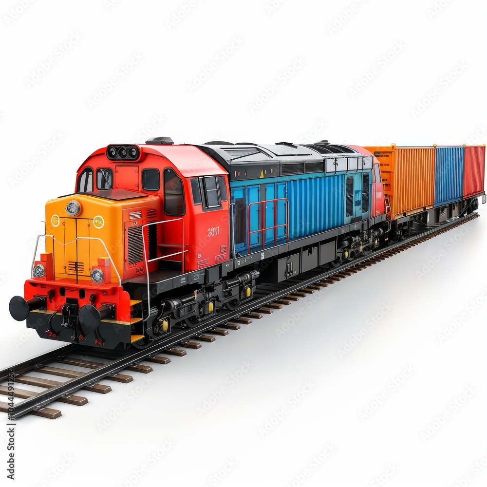 3D Model of a Container Train Engine in Full View 3D Model of a Container Train Engine in Full View
