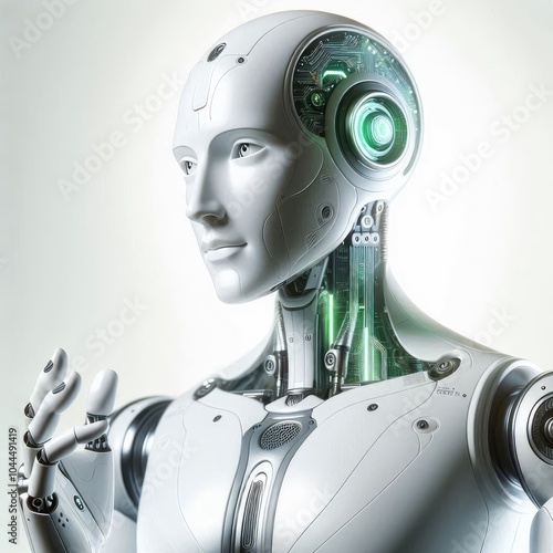 Futuristic Humanoid Robot with Outstretched Arm: Symbol of Artificial Intelligence, Human-Robot Collaboration, Machine Learning, and Intelligent Automation in Modern Technology