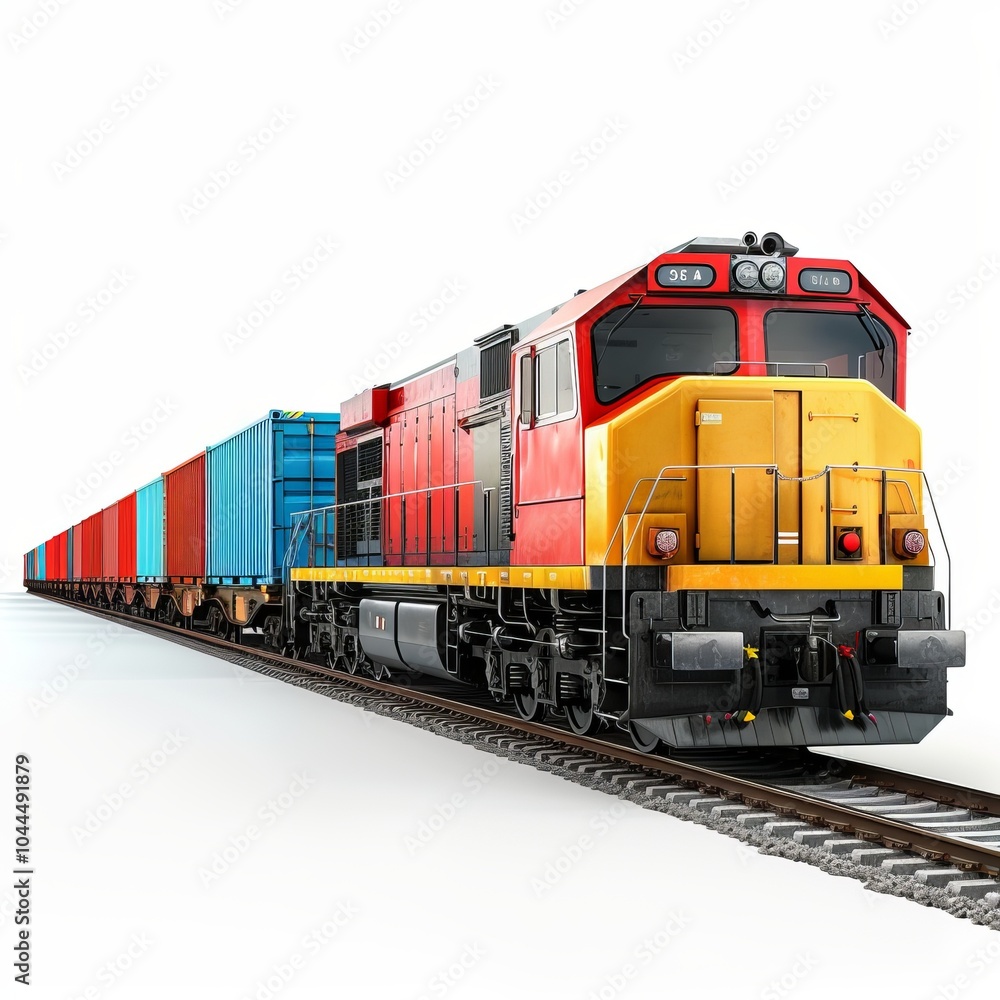 3D Model of Freight Train with Cargo Containers 3D Model of Freight Train with Cargo Containers