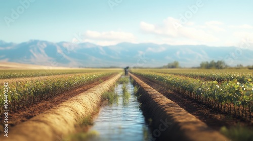 Vineyard Rows with Irrigation Ditch photo