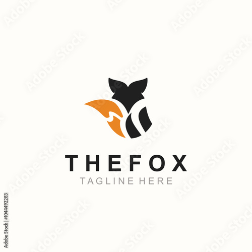 Photography Fox logo design simple and minimalist template