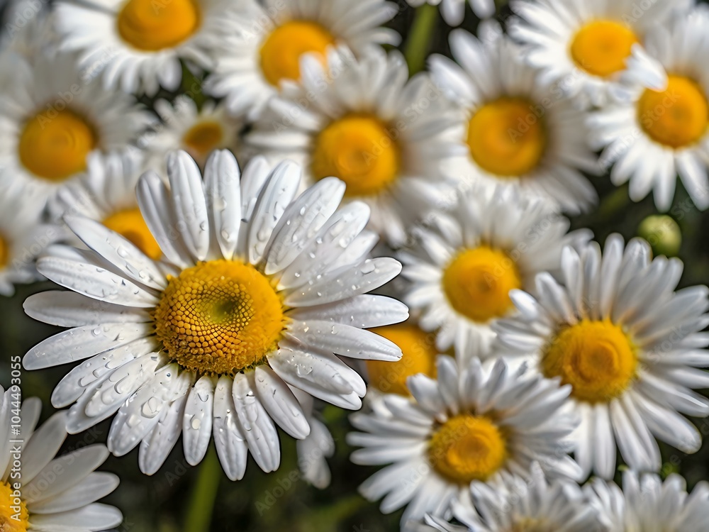 Obraz premium The beauty of yellow and white daisy flowers photographed from close range using a camera in a flower garden