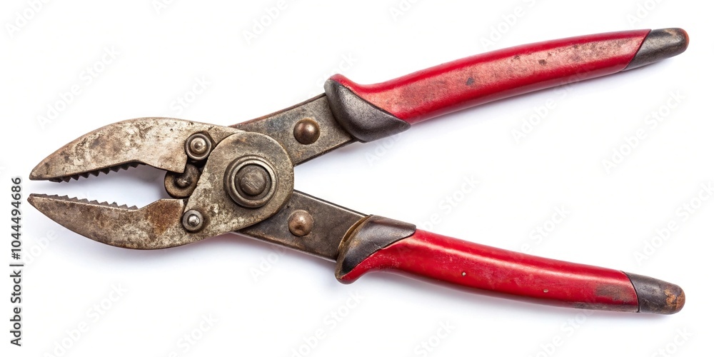 Obraz premium Sheet metal tin snips isolated on white background with handmade clipping path aerial view