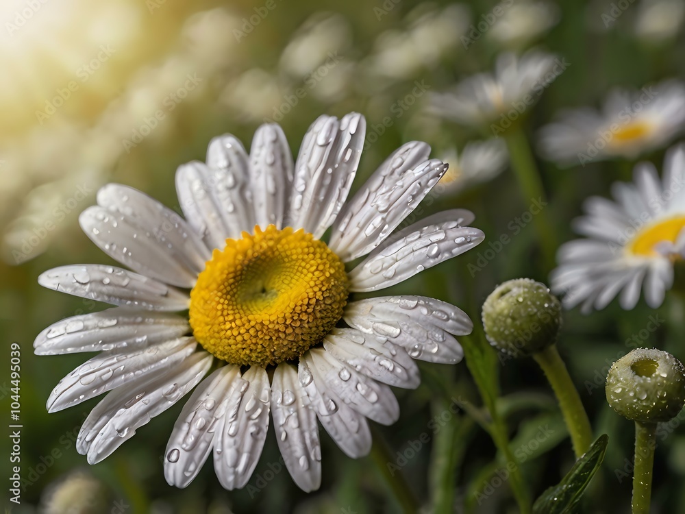 Obraz premium The beauty of yellow and white daisy flowers photographed from close range using a camera in a flower garden