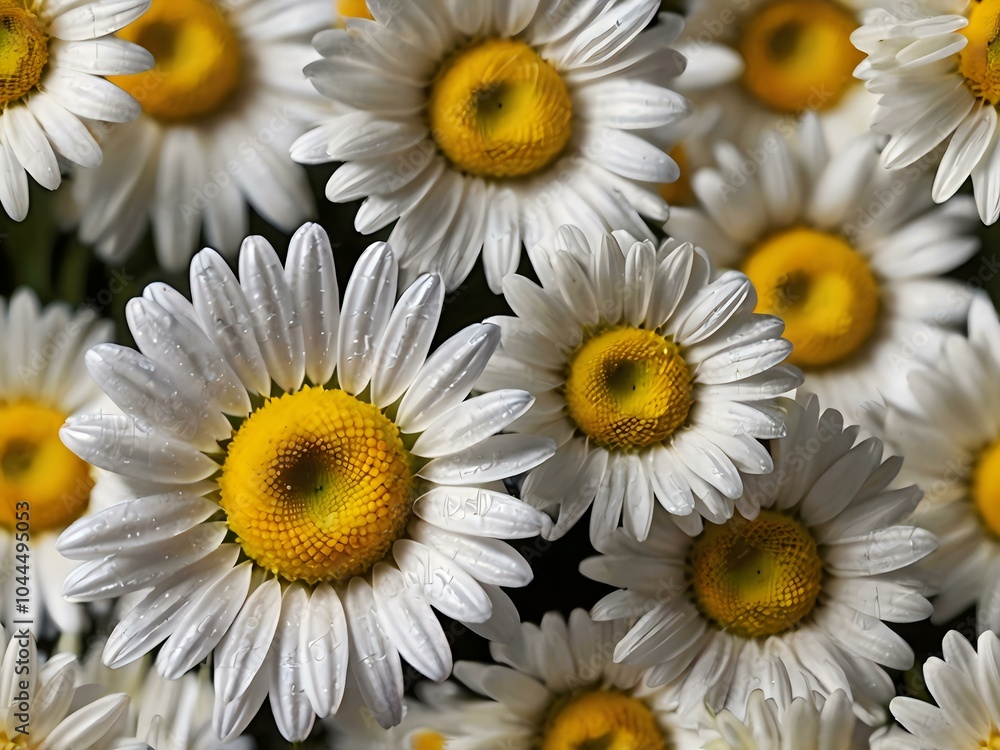 Obraz premium The beauty of yellow and white daisy flowers photographed from close range using a camera in a flower garden