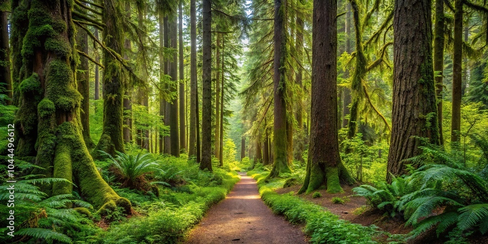 Scenic trail in ancient Oregon forest Scenic trail in ancient Oregon forest