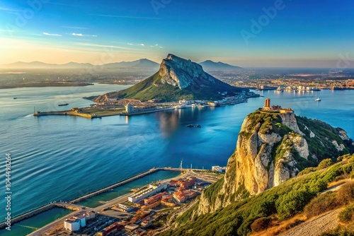 Scenic view of Bay of Algeciras with the Rock of Gibraltar in the background, showcasing depth of field