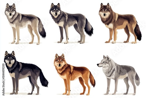 Multi-colored wolves