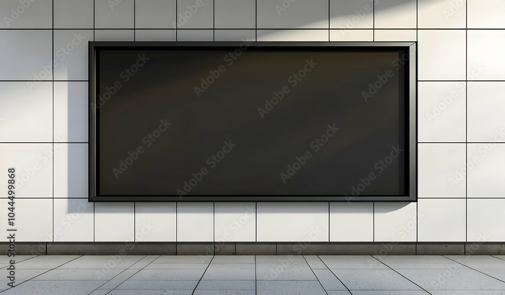 Fototapeta premium Empty Black Screen Mockup on Wall Display
