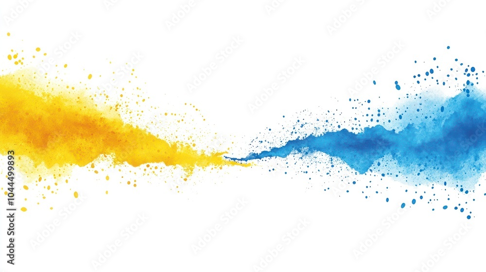 Abstract splash of yellow and blue colors on a white background. Abstract splash of yellow and blue colors on a white background.