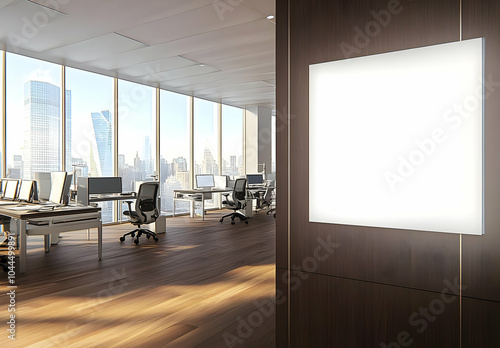 Blank Poster Mockup in Modern Office Environment