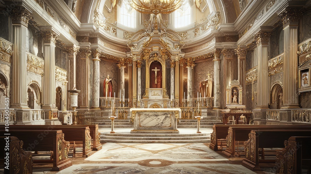 Fototapeta premium Elegant Vintage Marble Pulpit in Victorian Church