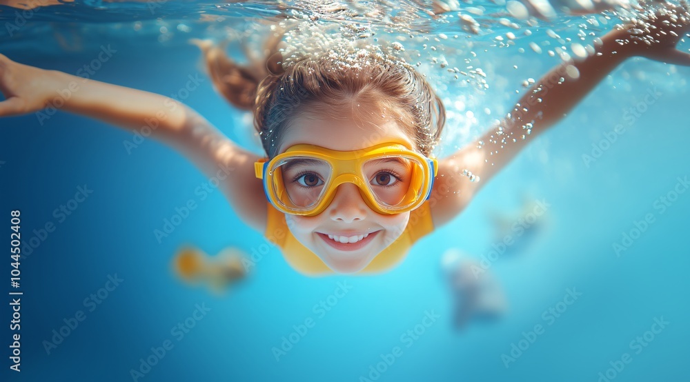Naklejka premium A girl snorkeling in the sea