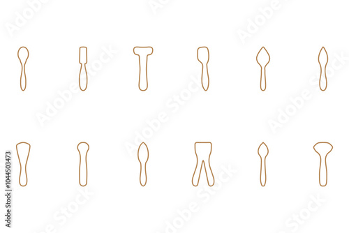 Simple farming tool outline design set
