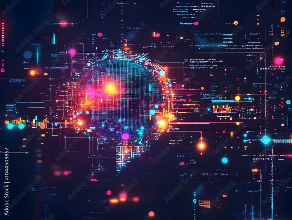 Obraz premium Futuristic Big Data Technology and Data Science Showcasing Complex Information Analytics and Visualization