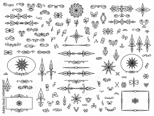6108.epsSet ornamental rule lines in different design.Vintage  style.