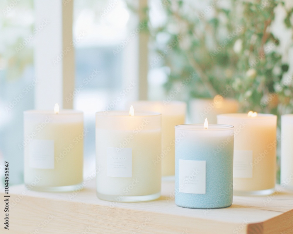 Elegant Candle Display Soft Light and Inviting Ambiance in Modern Retail Storefront Elegant Candle Display Soft Light and Inviting Ambiance in Modern Retail Storefront