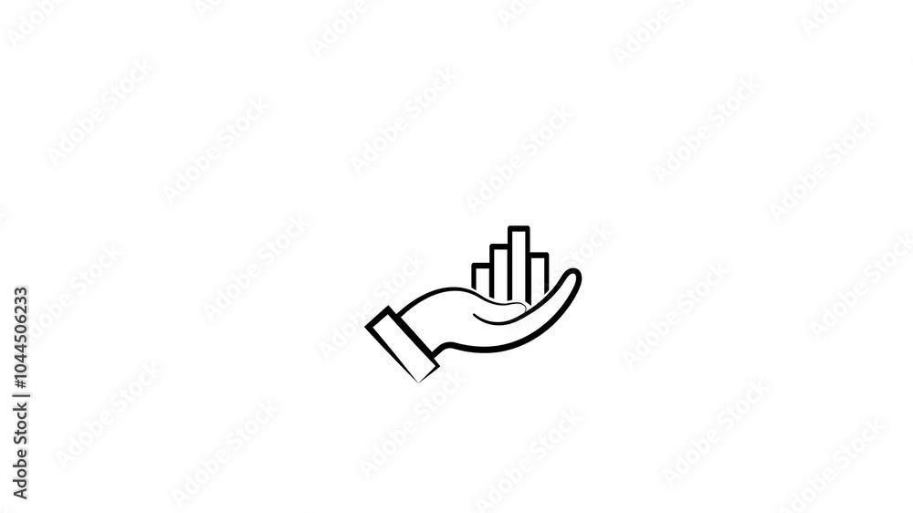 Animated by hand icon with business graph , Animated by hand icon with business graph ,