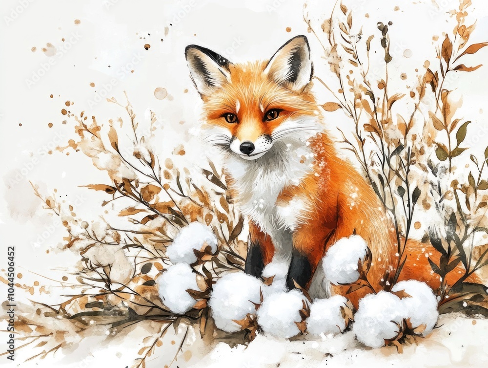 Fototapeta premium Fox Sitting in Snow