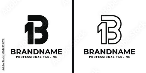 Letters 1B or B1 Monogram Logo Set, for business with B1 or 1B initials