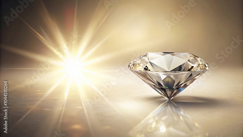 Shining diamond on the left framed by a soft ivory backdrop minimalist photo