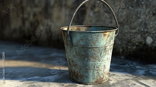 Rustic Metal Bucket with Patina