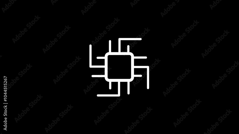 Computer processor with microcircuits CPU icon isolated on white background Computer processor with microcircuits CPU icon isolated on white background