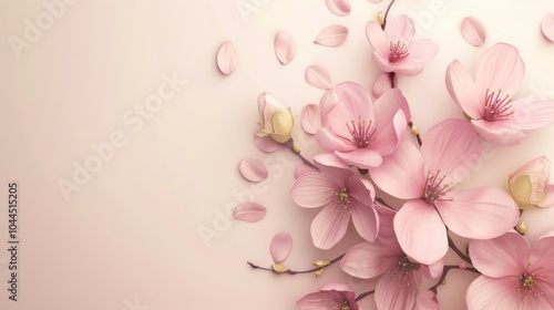 Delicate Pink Flowers and Petals on a Soft Background