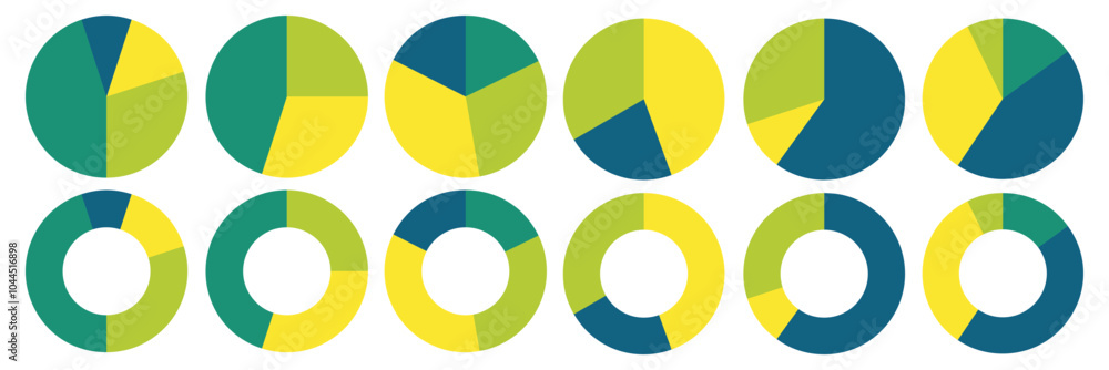 Pie chart set. Circle icons for infographic. Wheel round diagram part ...