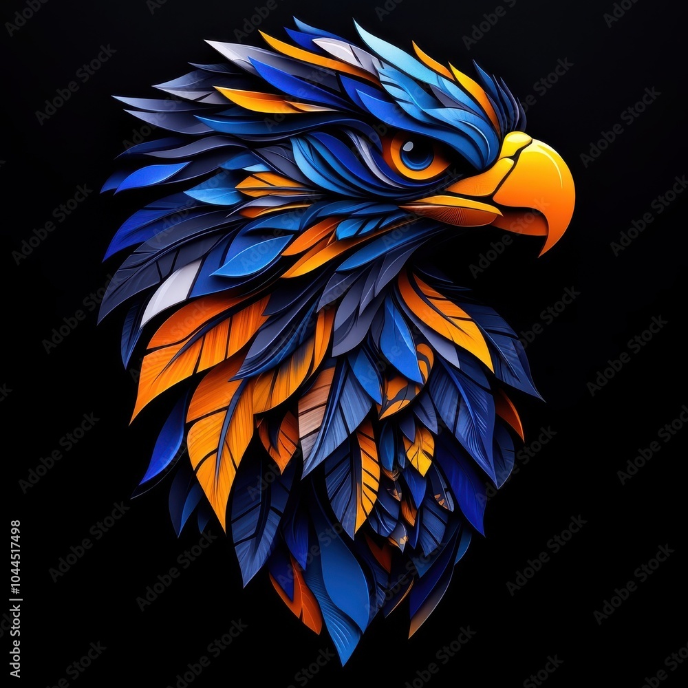 Obraz premium An eagle rendered in Morphism style, with smooth color transitions and abstract forms.