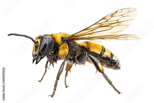 Flying bee. Isolated on white background.