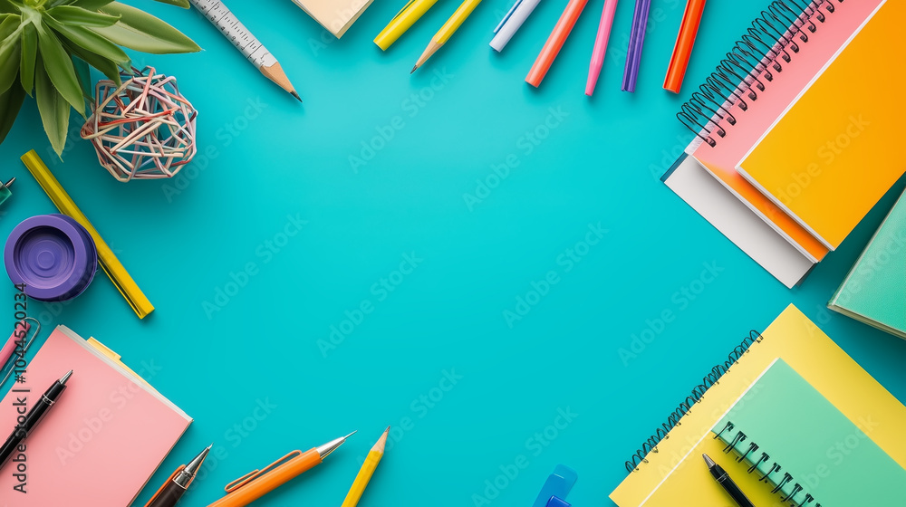 topview colourful educational background with copy space topview colourful educational background with copy space